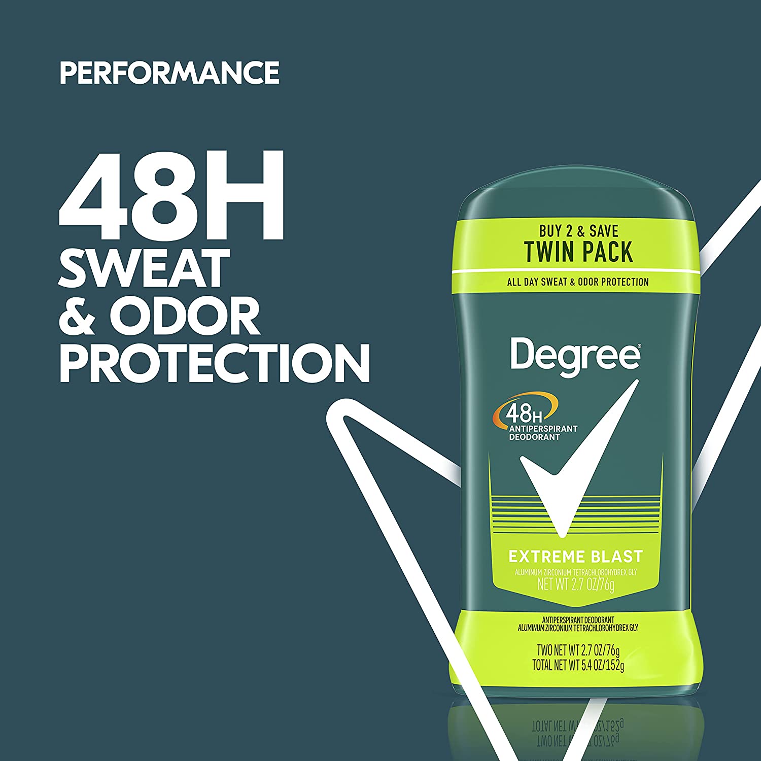 Degree Men Original Protection Antiperspirant Deodorant 48-Hour Sweat & Odor Protection Extreme Blast Antiperspirant For Men 2.7 oz, Twin Pack - Image 4